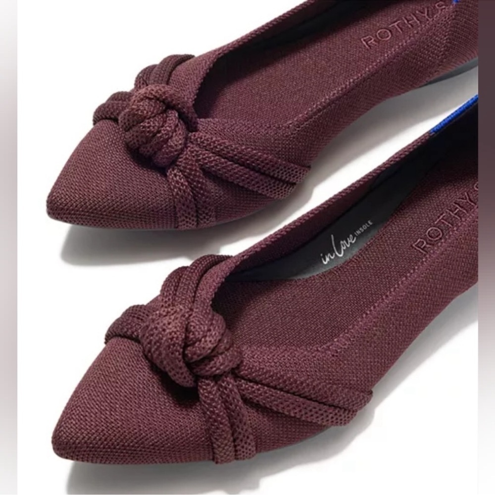 Rothy's Women's Pointed Knot Toe Flats in Burgundy